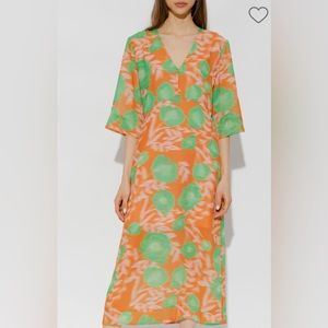 NWT Ganni DRESS WITH FLORAL MOTI Sz 44